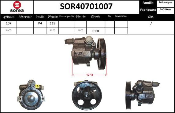 SNRA SOR40701007 - Hidrosūknis, Stūres iekārta autodraugiem.lv