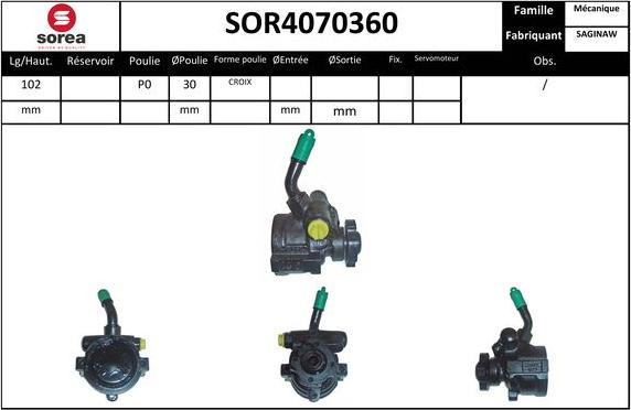 SNRA SOR4070360 - Hidrosūknis, Stūres iekārta autodraugiem.lv