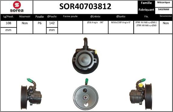 SNRA SOR40703812 - Hidrosūknis, Stūres iekārta autodraugiem.lv