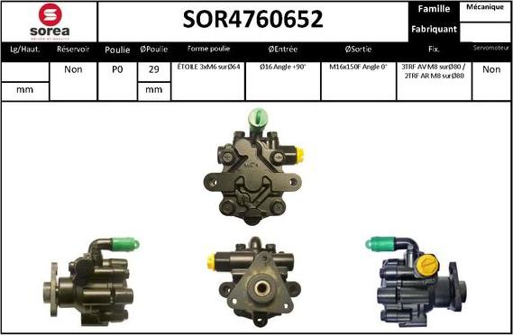 SNRA SOR4760652 - Hidrosūknis, Stūres iekārta autodraugiem.lv