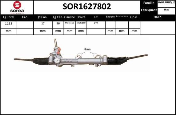 SNRA SOR1627802 - Stūres mehānisms autodraugiem.lv
