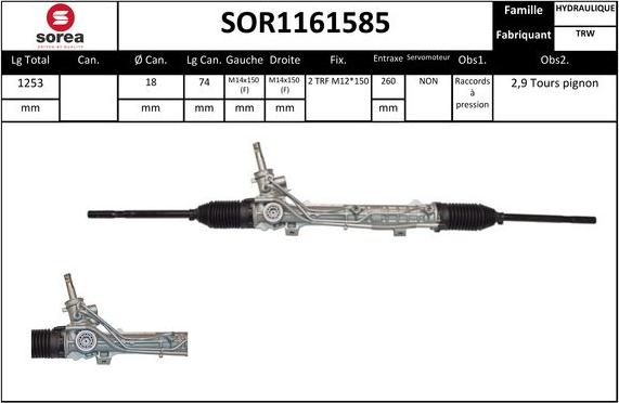 SNRA SOR1161585 - Stūres mehānisms autodraugiem.lv