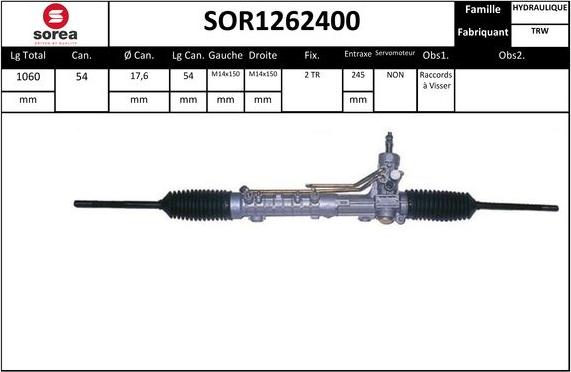 SNRA SOR1262400 - Stūres mehānisms autodraugiem.lv