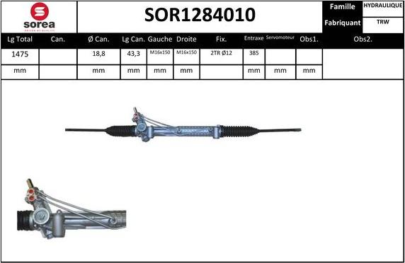 SNRA SOR1284010 - Stūres mehānisms autodraugiem.lv