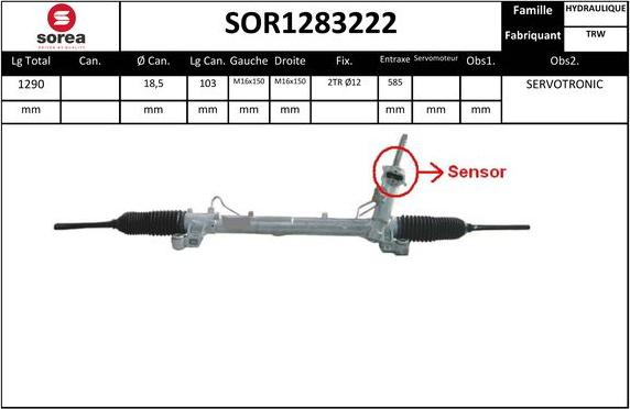 SNRA SOR1283222 - Stūres mehānisms autodraugiem.lv