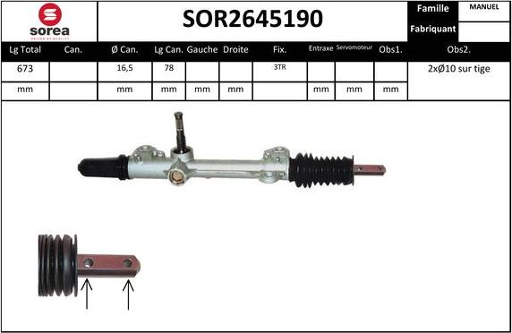 SNRA SOR2645190 - Stūres mehānisms autodraugiem.lv