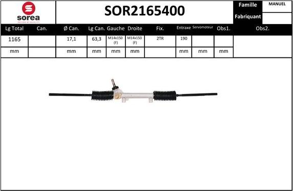 SNRA SOR2165400 - Stūres mehānisms autodraugiem.lv