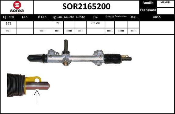 SNRA SOR2165200 - Stūres mehānisms autodraugiem.lv