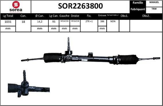SNRA SOR2263800 - Stūres mehānisms autodraugiem.lv