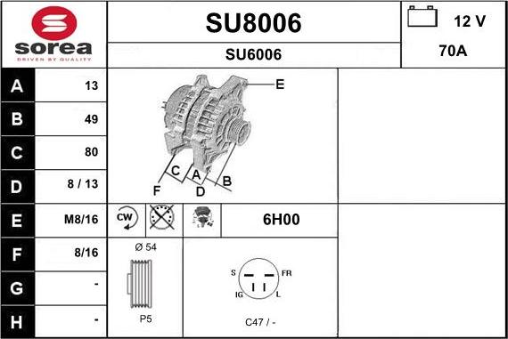 SNRA SU8006 - Ģenerators autodraugiem.lv