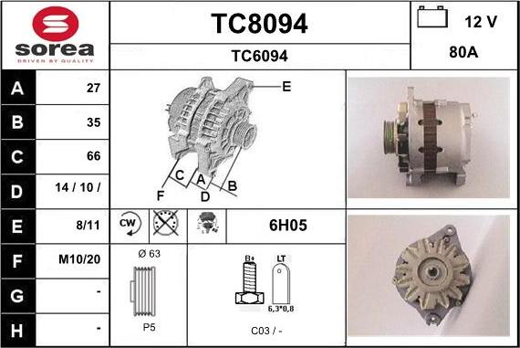 SNRA TC8094 - Ģenerators autodraugiem.lv