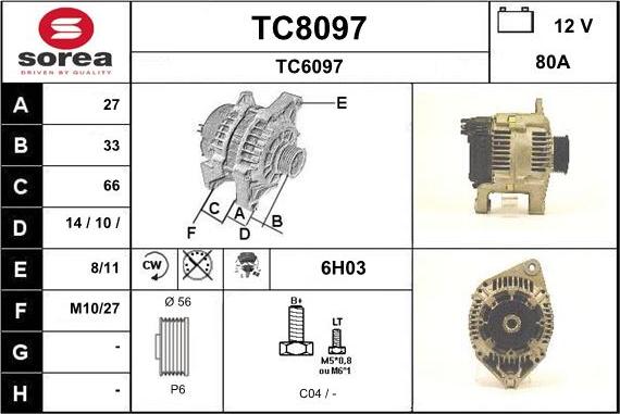 SNRA TC8097 - Ģenerators autodraugiem.lv