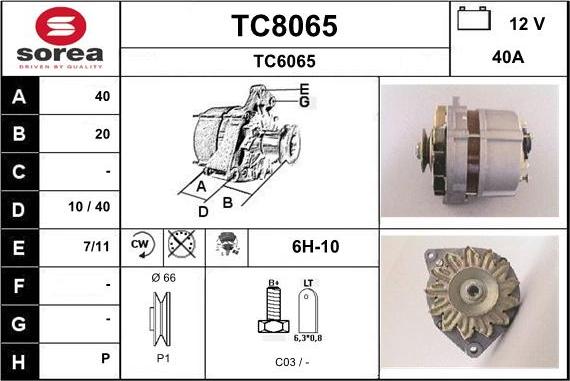 SNRA TC8065 - Ģenerators autodraugiem.lv
