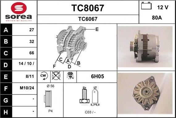 SNRA TC8067 - Ģenerators autodraugiem.lv
