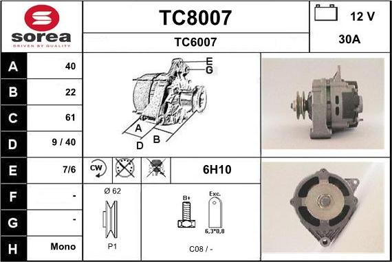 SNRA TC8007 - Ģenerators autodraugiem.lv