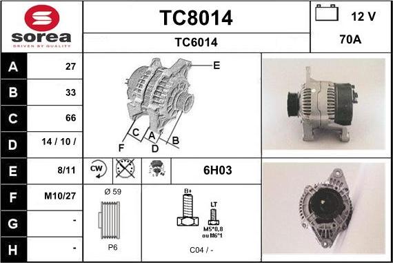 SNRA TC8014 - Ģenerators autodraugiem.lv