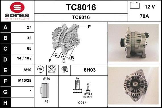 SNRA TC8016 - Ģenerators autodraugiem.lv