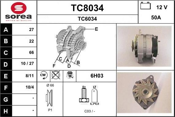 SNRA TC8034 - Ģenerators autodraugiem.lv