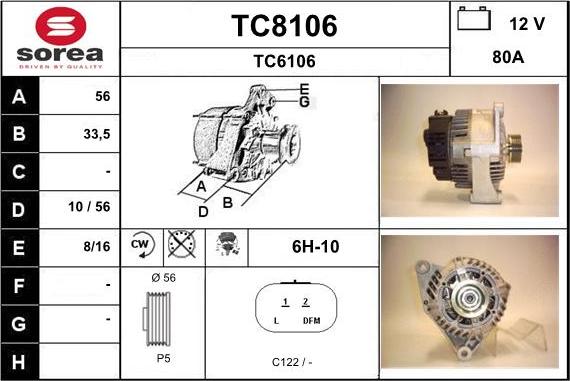 SNRA TC8106 - Ģenerators autodraugiem.lv