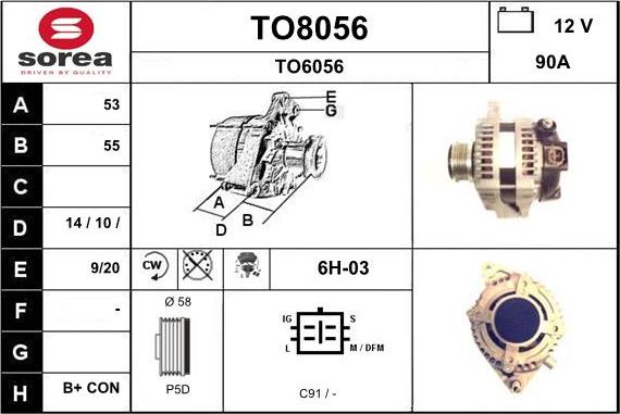 SNRA TO8056 - Ģenerators autodraugiem.lv
