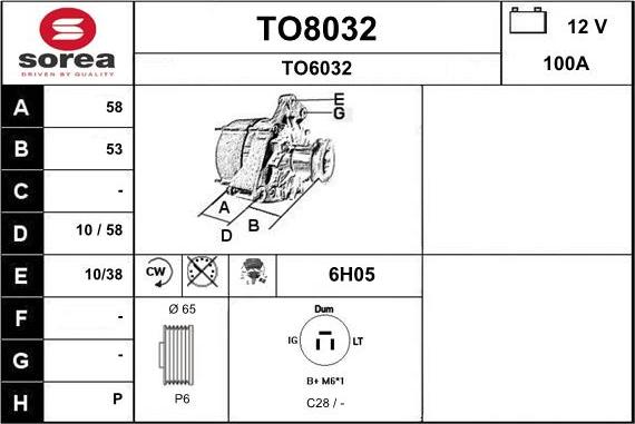 SNRA TO8032 - Ģenerators autodraugiem.lv