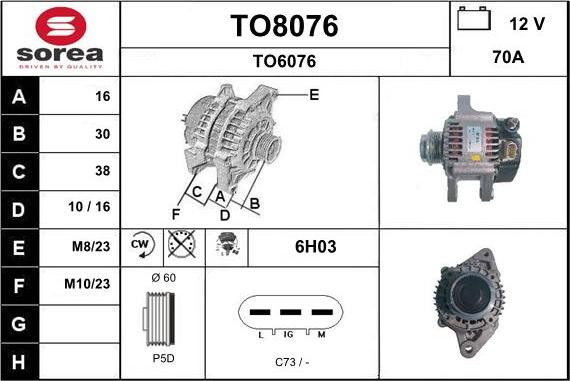 SNRA TO8076 - Ģenerators autodraugiem.lv