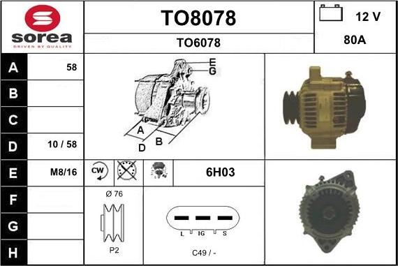 SNRA TO8078 - Ģenerators autodraugiem.lv