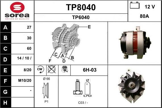 SNRA TP8040 - Ģenerators autodraugiem.lv