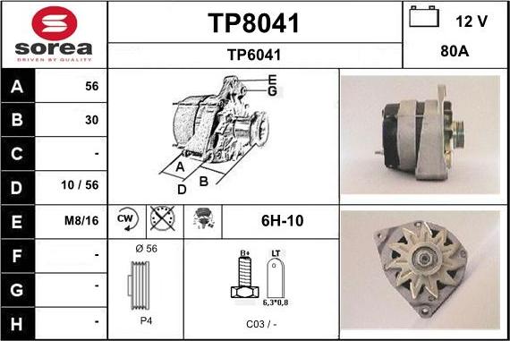 SNRA TP8041 - Ģenerators autodraugiem.lv