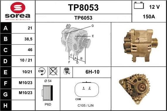 SNRA TP8053 - Ģenerators autodraugiem.lv