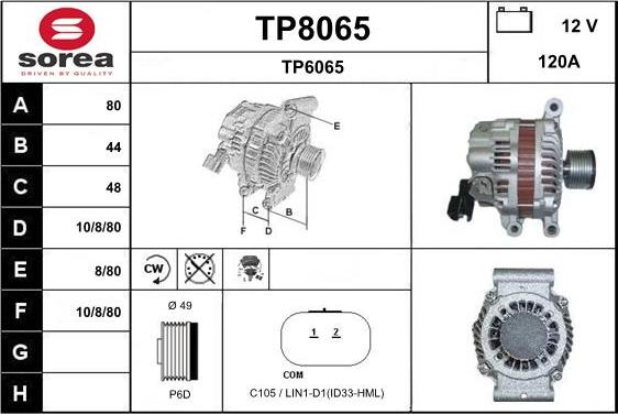 SNRA TP8065 - Ģenerators autodraugiem.lv