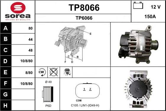 SNRA TP8066 - Ģenerators autodraugiem.lv