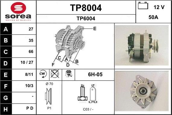 SNRA TP8004 - Ģenerators autodraugiem.lv