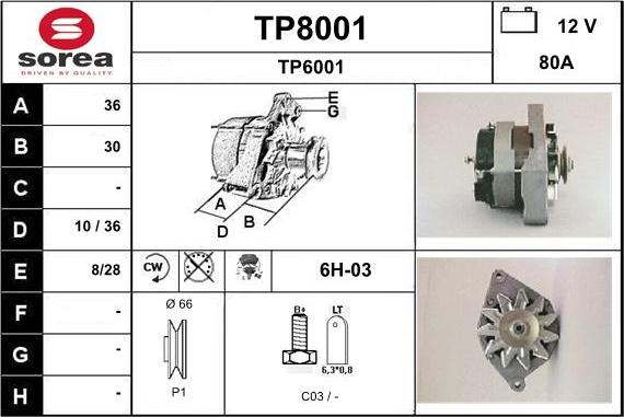 SNRA TP8001 - Ģenerators autodraugiem.lv