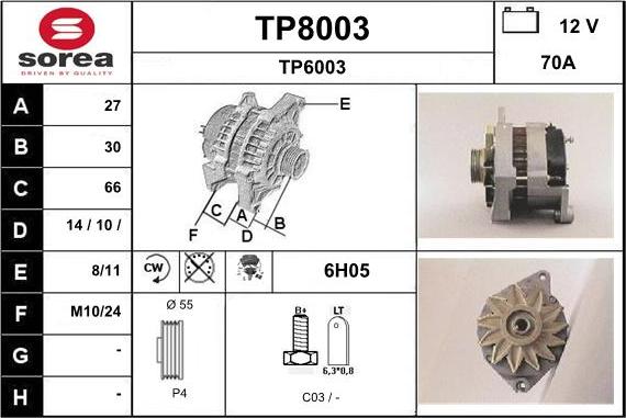 SNRA TP8003 - Ģenerators autodraugiem.lv