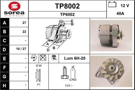 SNRA TP8002 - Ģenerators autodraugiem.lv