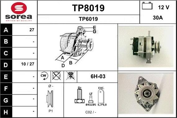 SNRA TP8019 - Ģenerators autodraugiem.lv