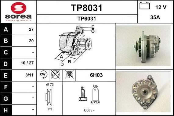 SNRA TP8031 - Ģenerators autodraugiem.lv