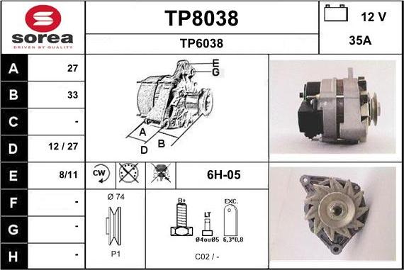 SNRA TP8038 - Ģenerators autodraugiem.lv