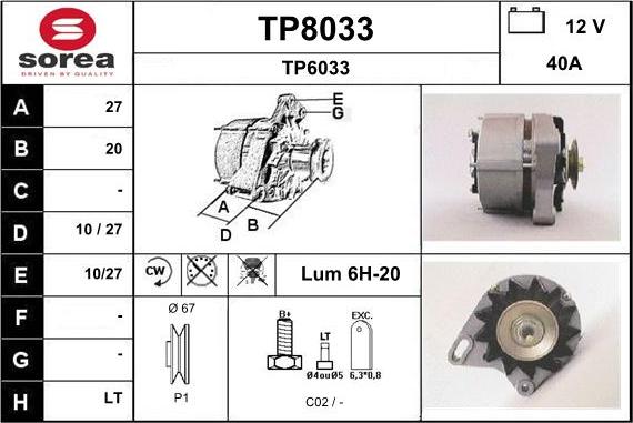SNRA TP8033 - Ģenerators autodraugiem.lv