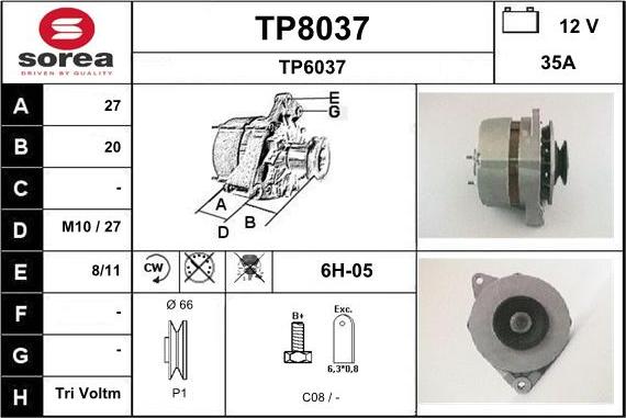 SNRA TP8037 - Ģenerators autodraugiem.lv
