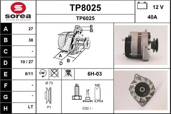 SNRA TP8025 - Ģenerators autodraugiem.lv