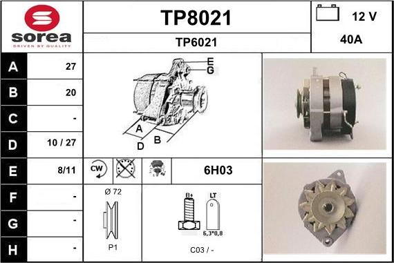 SNRA TP8021 - Ģenerators autodraugiem.lv