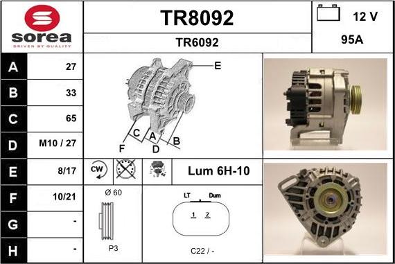 SNRA TR8092 - Ģenerators autodraugiem.lv