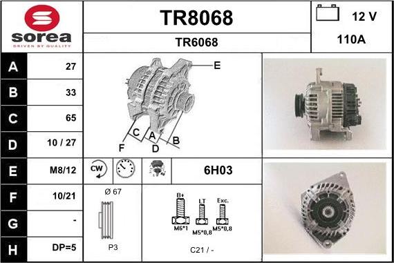 SNRA TR8068 - Ģenerators autodraugiem.lv