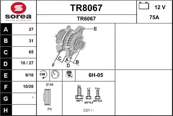 SNRA TR8067 - Ģenerators autodraugiem.lv