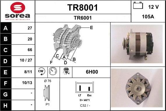 SNRA TR8001 - Ģenerators autodraugiem.lv