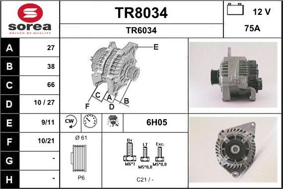 SNRA TR8034 - Ģenerators autodraugiem.lv