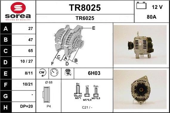 SNRA TR8025 - Ģenerators autodraugiem.lv