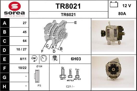 SNRA TR8021 - Ģenerators autodraugiem.lv